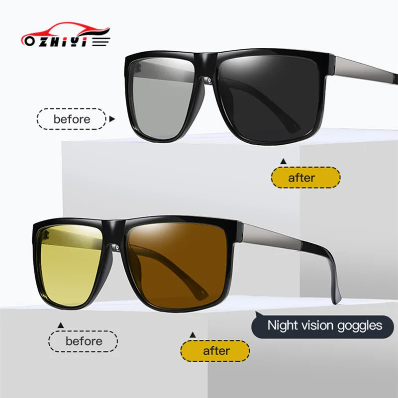 

Aluminum Magnesium Square Chameleon Glasses Women Men Sunglasses Polarized Photochromic Night Vision Glasses for Driving
