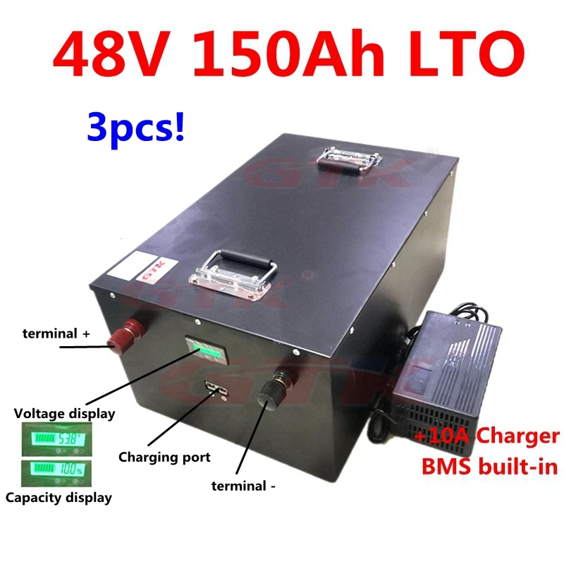 3 шт глубокий цикл LTO 48V 150Ah 100Ah литиевая батарея титанита для 7 кВт солнечной