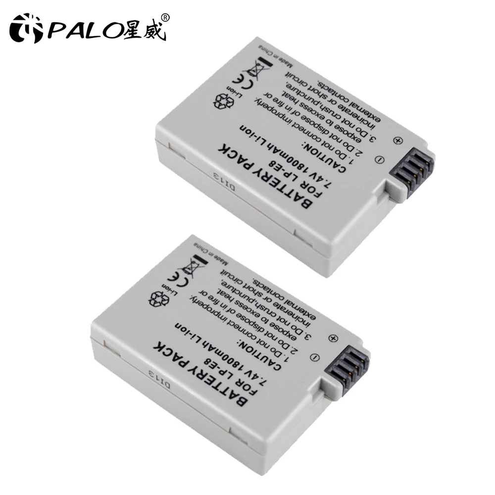 2pcs Battery PALO 2 шт. батарея для цифровой камеры LP-E8+ ЖК-дисплей Дисплей Смарт AKKU емкостью зарядное устройство для цифровой однообъективной зеркальной камеры Canon EOS 550D 600D 650D 700D X4 X5 X6i X7i T2i T3i - Цвет: 2pcs Battery