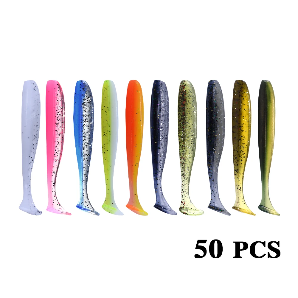 

50 Pcs/Lot 7cm 10cm Soft Lure Shad Wobbler Silicone Bait Sea Worm Swimbait Streamer Silicone Lure spinnerbait accessories