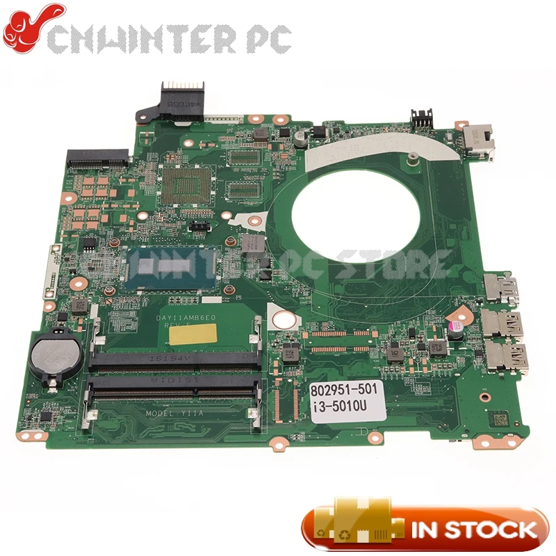 

NOKOTION For HP Pavilion 15 15-P Laptop Motherboard 802951-001 802951-501 DAY11AMB6E0 I3-5010U CPU DDR3