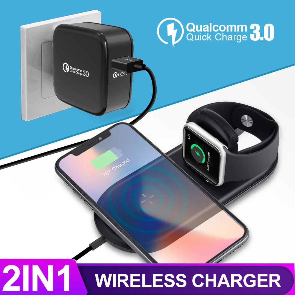 QC 3 0 USB быстрое зарядное устройство для iPhone Max 3A адаптер US Plug 2 в 1 Беспроводное 10 Вт