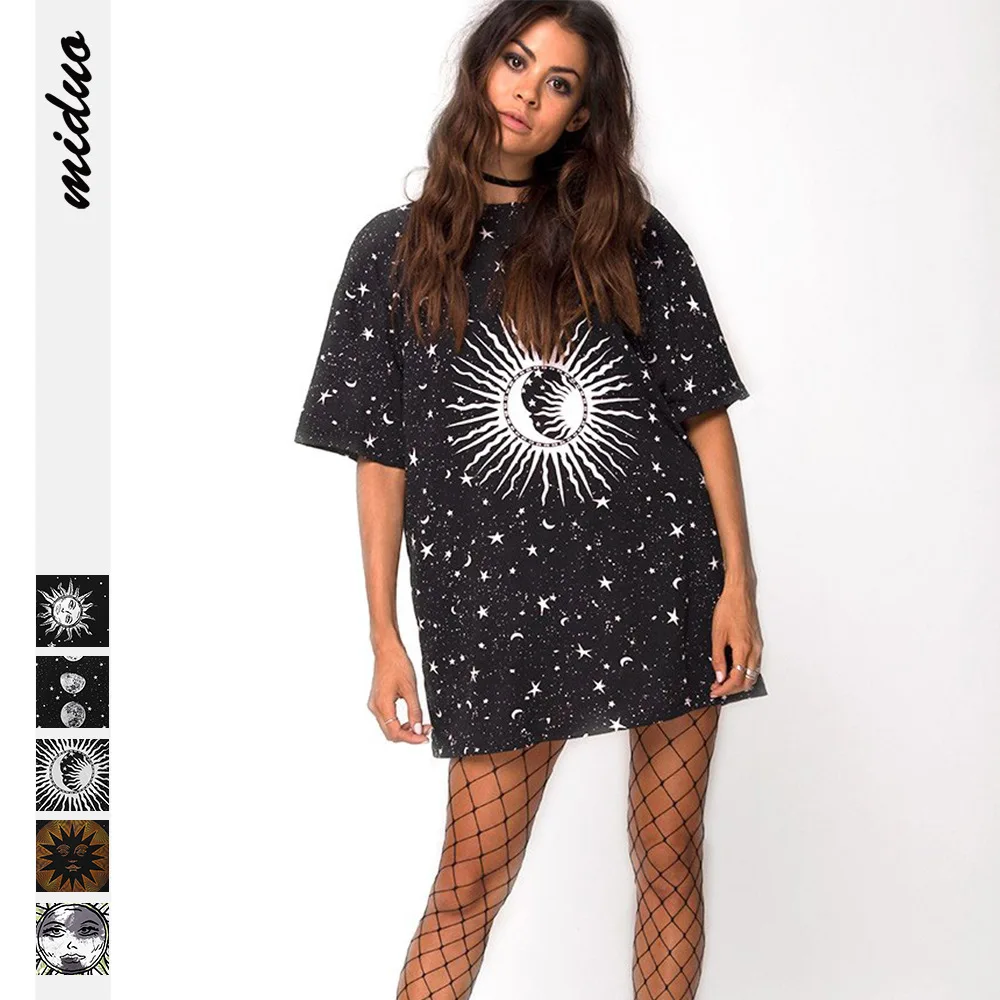 

Женская футболка с коротким рукавом, свободная футболка средней длины с цифровым принтом звездного неба, лето 2021