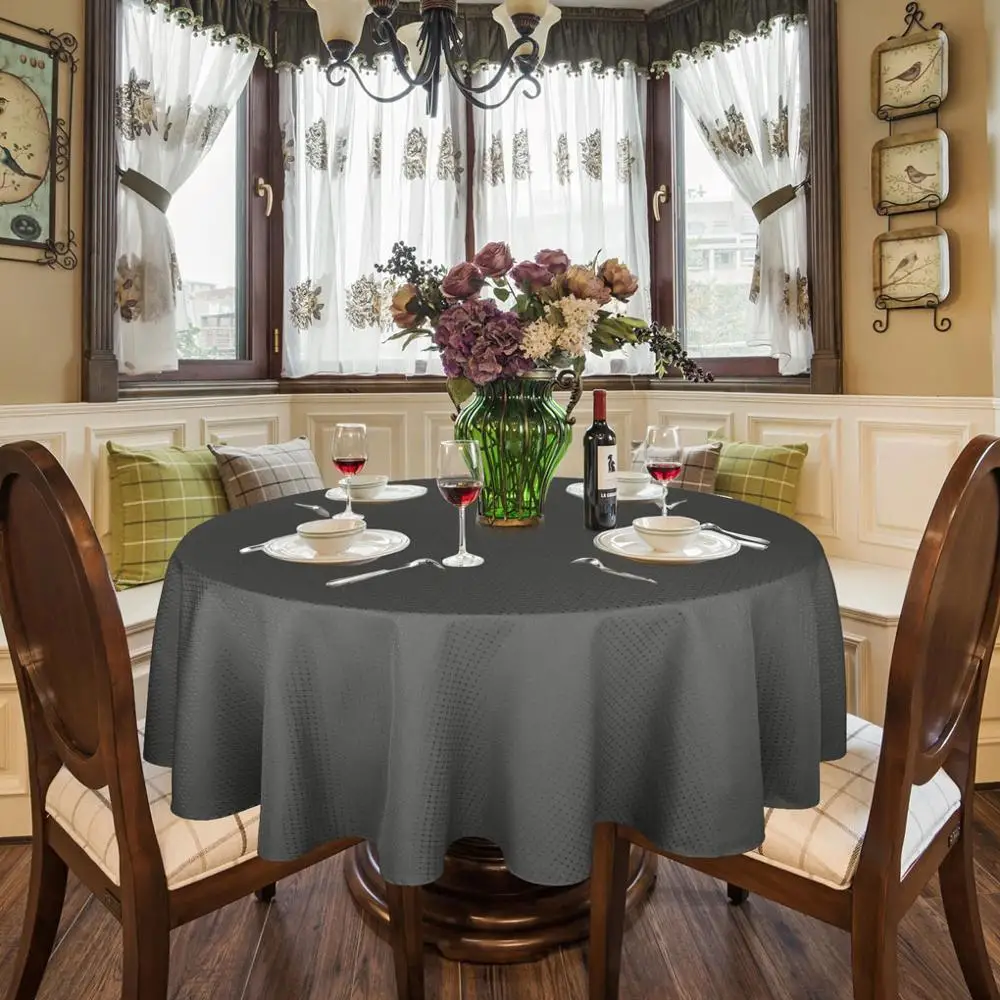 Eforcurtain Jacquard Round Table Cloth 70 Inch for Holiday Parties Durable Waterproof Fabric Cover Waffle Weave | Дом и сад