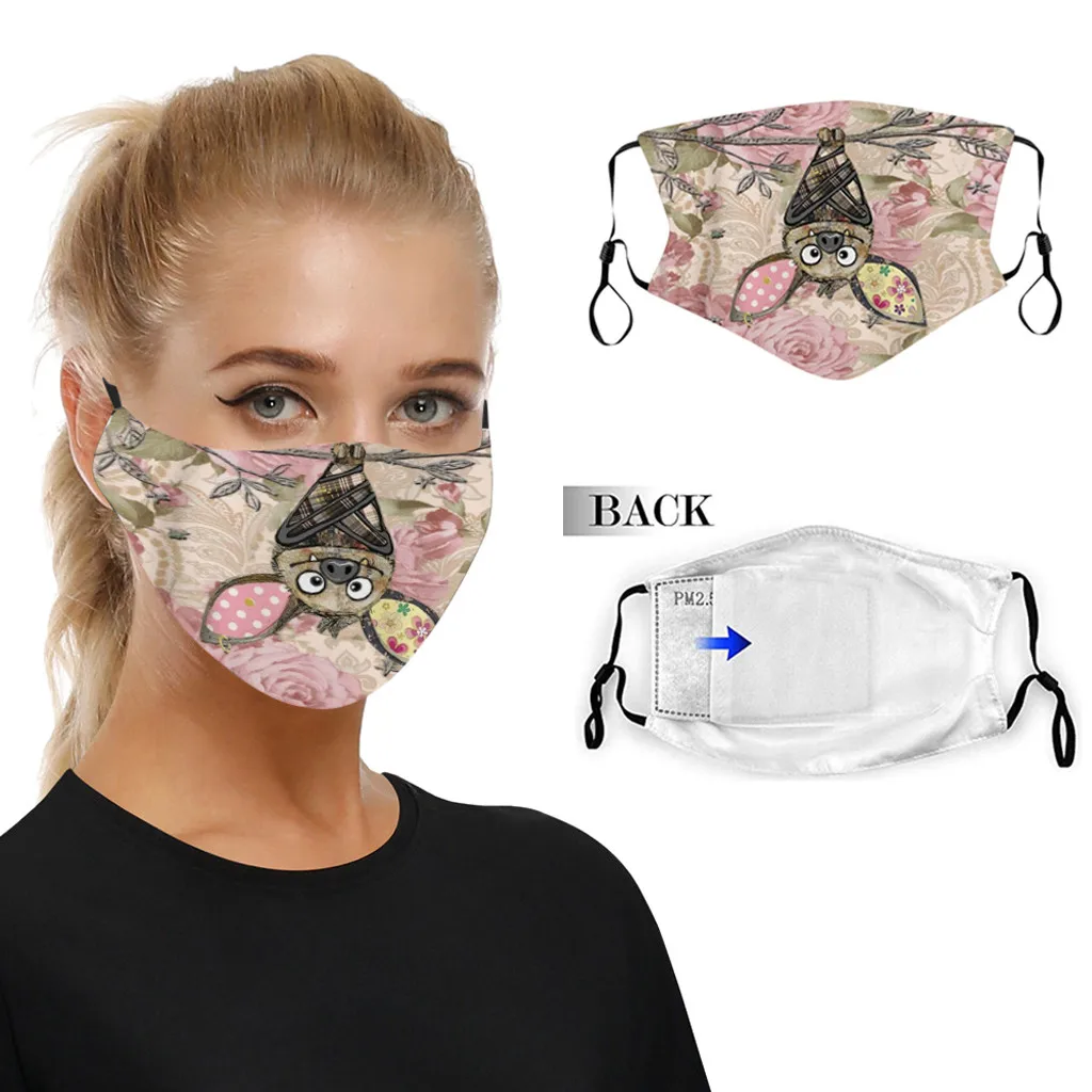 

Adult Cartoon Kaffier Face Mask Masques Cotton Unisex Reuse Breathable Face Cover Outdoor Protection Mask Face Cover