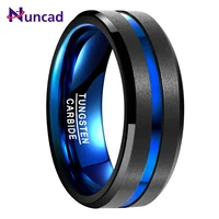 new mens 8mm tungsten carbide ring blue purple tungsten steel ring beveled edge wedding band size comfort fit