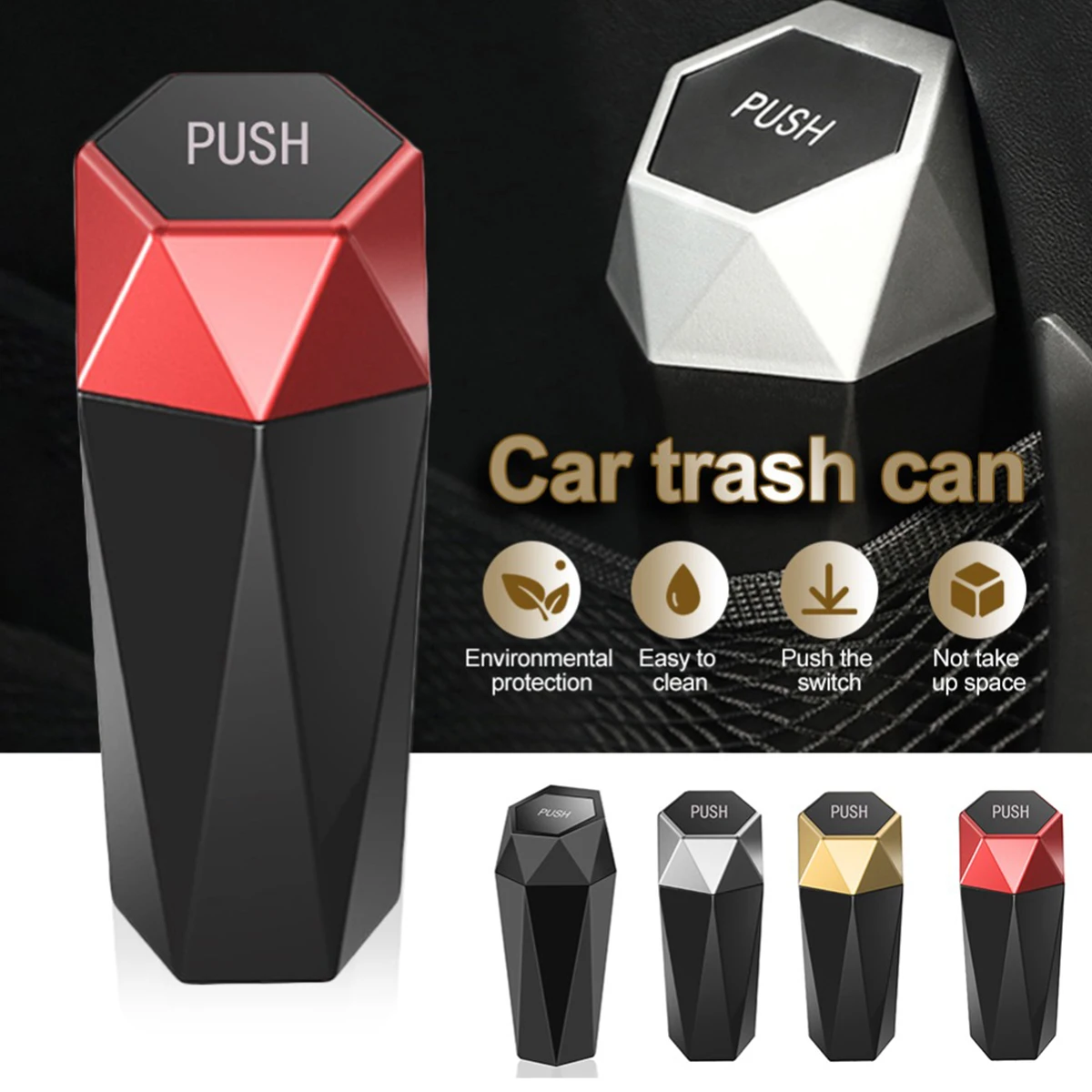 

Car Trash Can Mini Garbage Bin Leakproof Vehicle Trash Bin Lightweight Sundries Storage Box Accessories Remain Stable Keep Clean