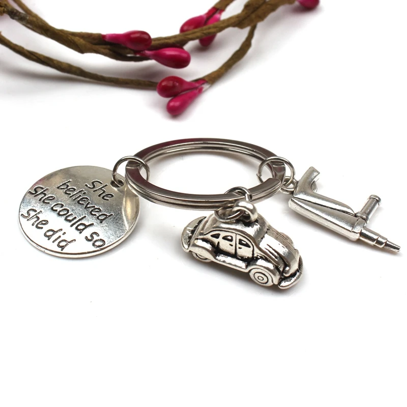 Ретро Модный Набор для ремонта авто брелок мини ключ стальная линейка ножовка