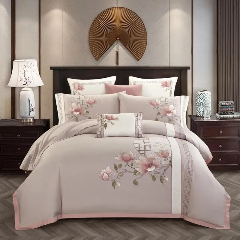 

30Luxury Egyptian Cotton Classical Bedding set Queen King size Chic Embroidery Bed set Bed sheet set Pillowcase parrure de lit