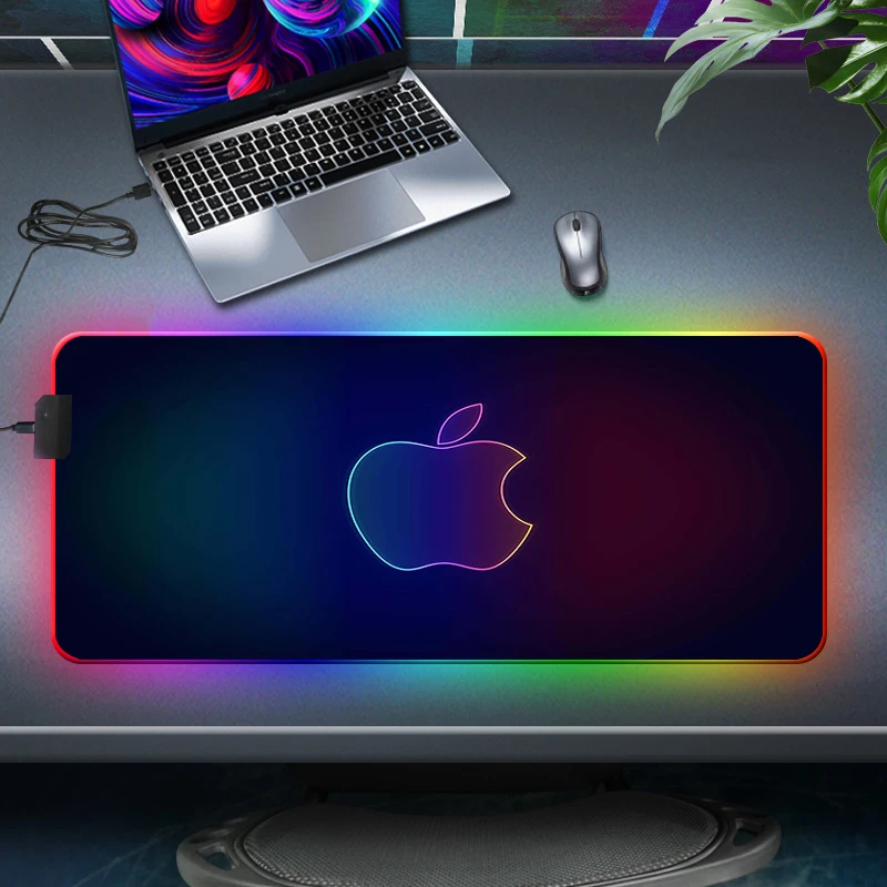 

Apple Logo RGB Gaming Mouse Pad Computer Gamer Mousepad Large Game LED Illumination Mouse Mat XXL PC Laptop Keyboard Desk Carpet