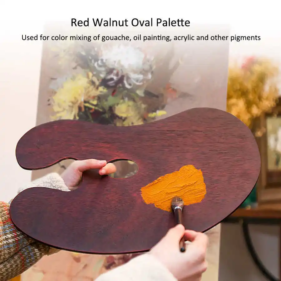 Деревянный овальный поднос для Смешивания Краски палитра инструмент рисования