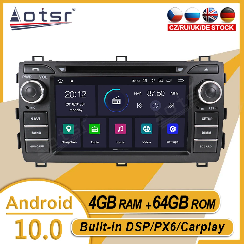 

4+64G For Toyota Auris 2013 2014 2015 Car Stereo Multimedia Player Android GPS Navigation Auto Audio Radio Carplay PX6 Head Unit