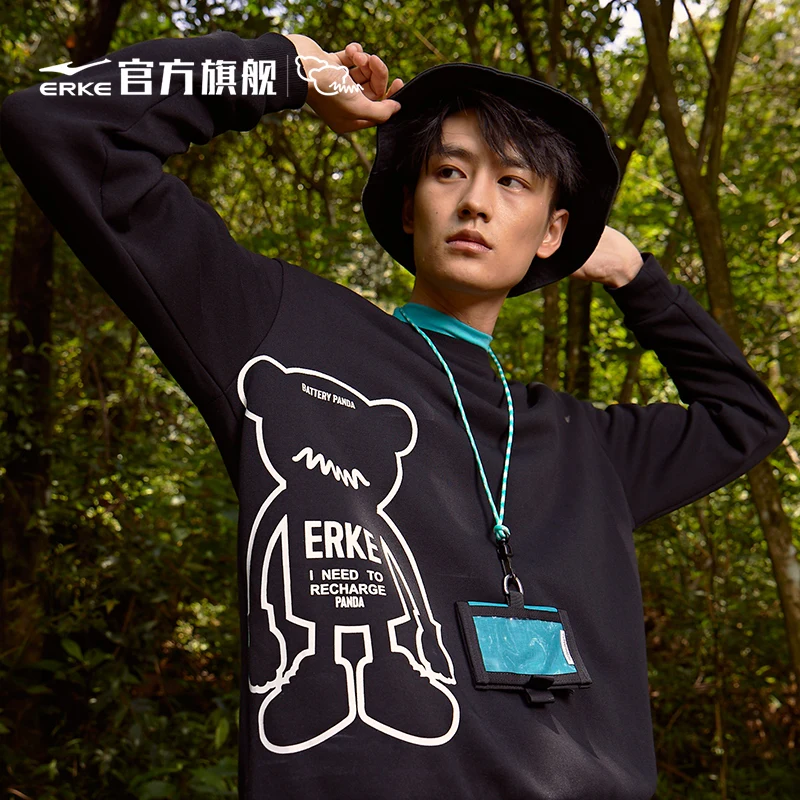 

Новинка зимы 2021, мужской спортивный свитер Hongxing Erke с круглым вырезом