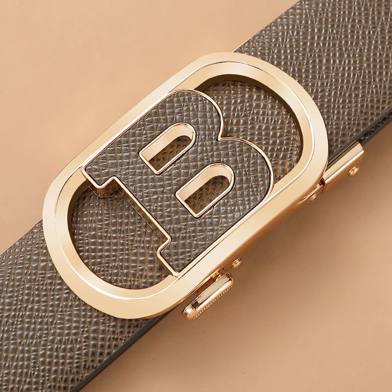 High Quality B Letter Belt Men's Designer Fashion Luxury Famous Brand Coffee Leather Men's Classic Exquisite Ceinture Men