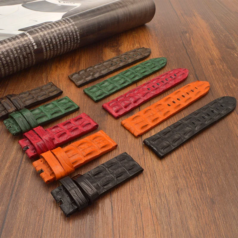 Ремешок мужской из крокодиловой кожи люксовый Модный черный браслет для