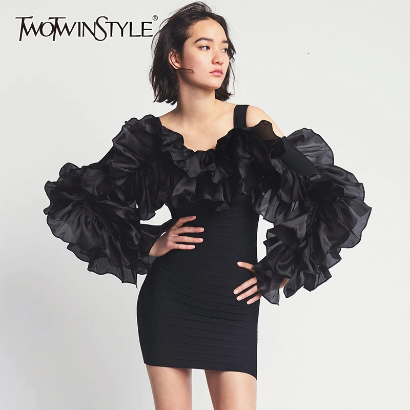 TWOTWINSTYLE Лоскутные кружевные сексуальные вечерние платье для Для женщин