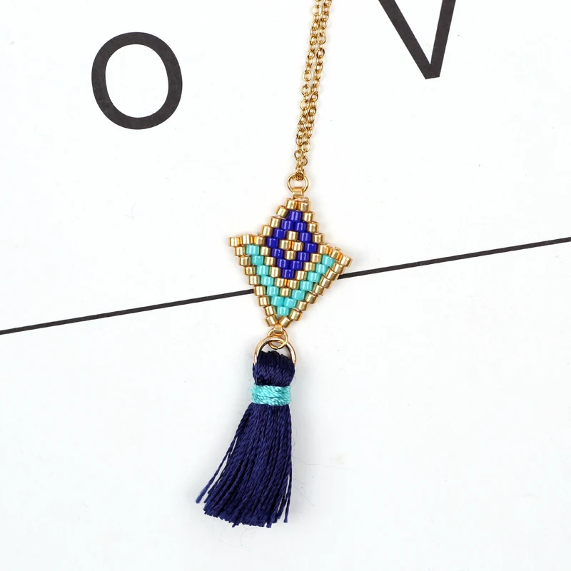 FAIRYWOO геометрическое ожерелье Миюки бисер кисточка кулон ожерелья для женщин