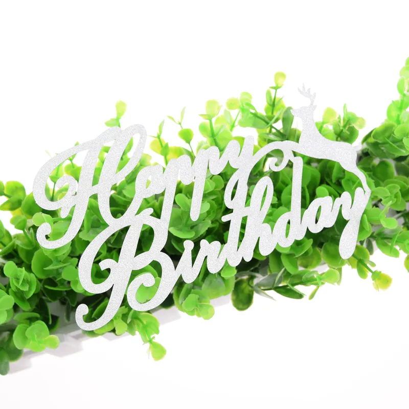 

Cake Topper Flag Elk Kids Happy Birthday Decoration Christmas Theme Wedding Party Cupcake Topper Factory Baking Supplies DIY New