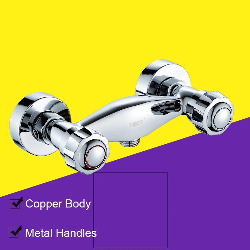 

Brass Bath Shower Faucets Mixer Double Handle Wall Mounted hot cold water bathroom tap shattaf valve Banheiro torneira