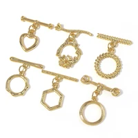 4 setlot real gold plated heart flower shape toggle clasps ot clasps connectors for jewelry making accessories diy bracelet
