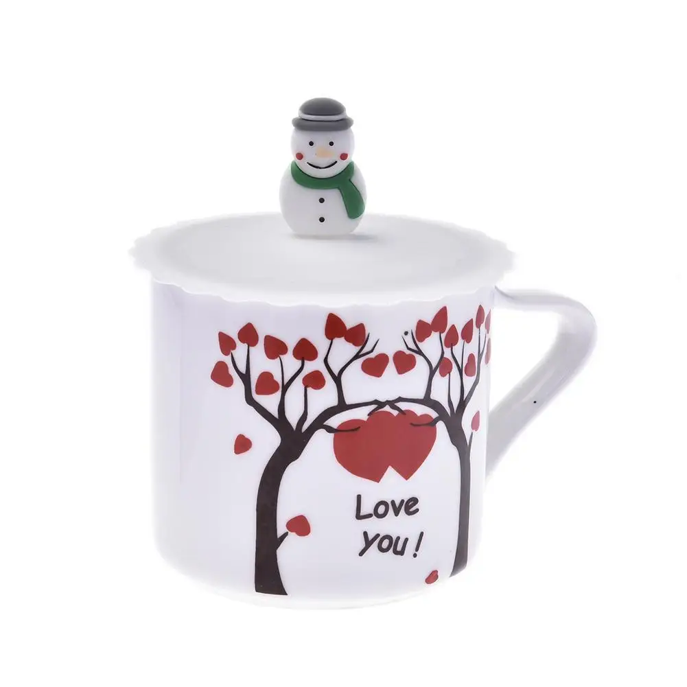 Силиконовая антипылезащитная Крышка для стаканчиков со снеговиком стеклянные