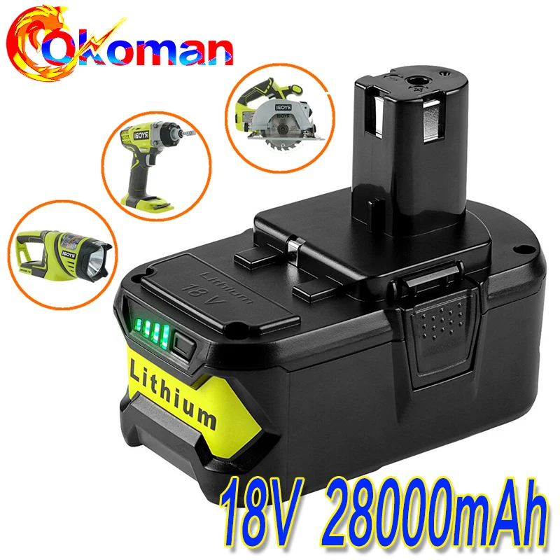 Новый литий ионный аккумулятор высокой емкости 18 в 28000 мАч для Ryobi Hot P108 RB18L40