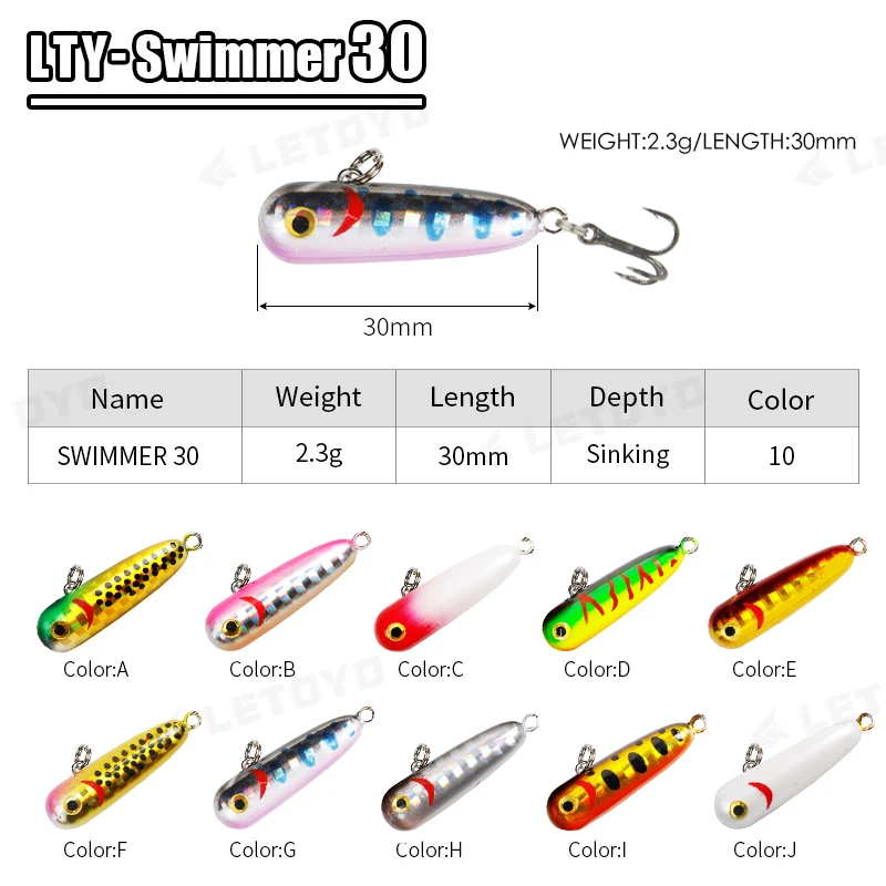 LETOYO 2.3g/2.8g 30mm Mini Sinking Pencil Lure With Tungsten Beads Micro Fishing Bait For Trout Salmon Freshwater Stream Wobbler