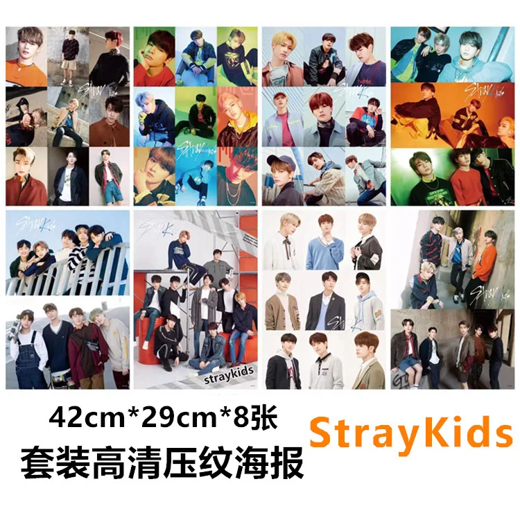 

KPOP stray kids poster card sticker Korean boy group star celebrity surrounding