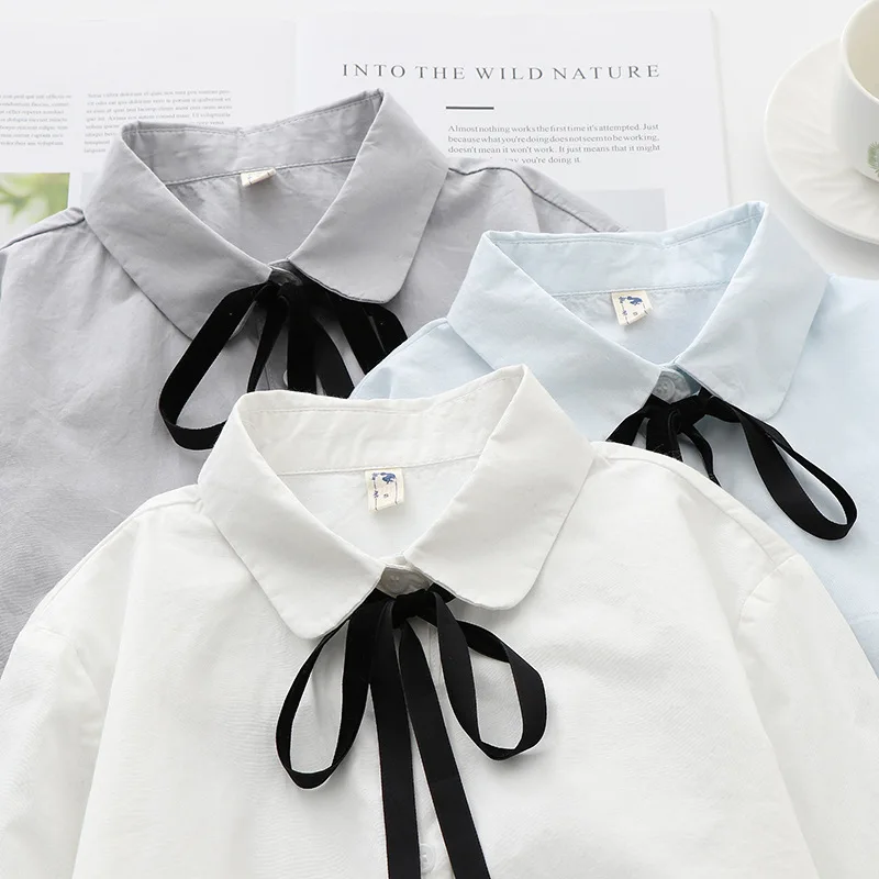 Женская блузка и рубашки с длинным рукавом H.SA белая галстуком-бабочкой весна 2020 |