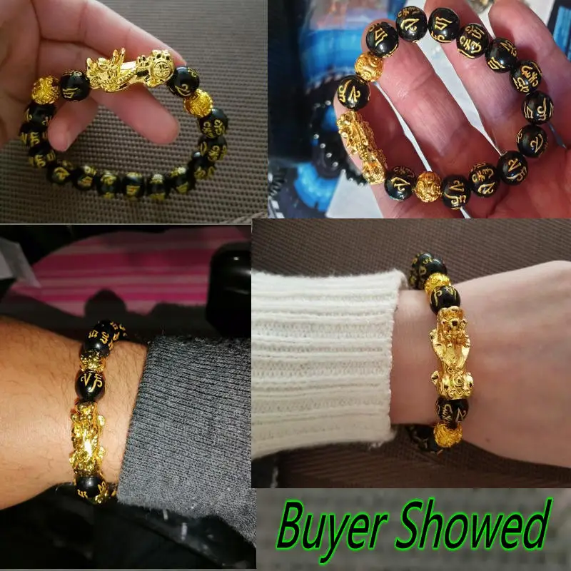 Браслет феншуй Pi Xiu богатство для мужчин женщин Yao обсидиановые каменные бусины