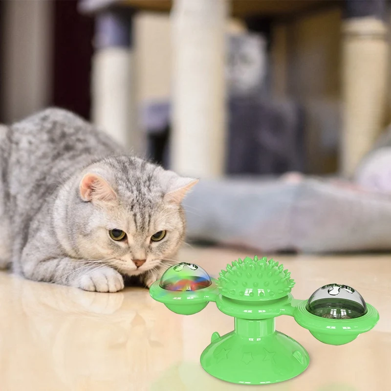 

Веселый, для животных игрушки поворота ветряная мельница кошка игрушка проигрыватели игрушка для кошки Пластик моющиеся с присоской кошка ...