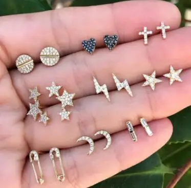 9 пар/компл. луны и звезд сердце Lightning Bijoux (украшения своими руками) с украшением в