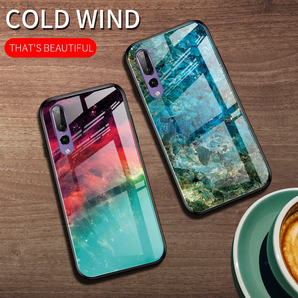 

Gradient Tempered Glass Phone Case For Huawei p30 p20 10 lite pro mate 20 pro 8a Back Cover Protective Case Shell Coque Cases