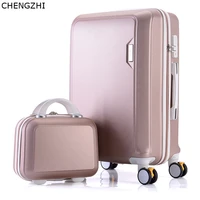 chengzhi 20222426inch retro rolling luggage with cosmetic bag students password suitcase wheels carry on trolley travel bag