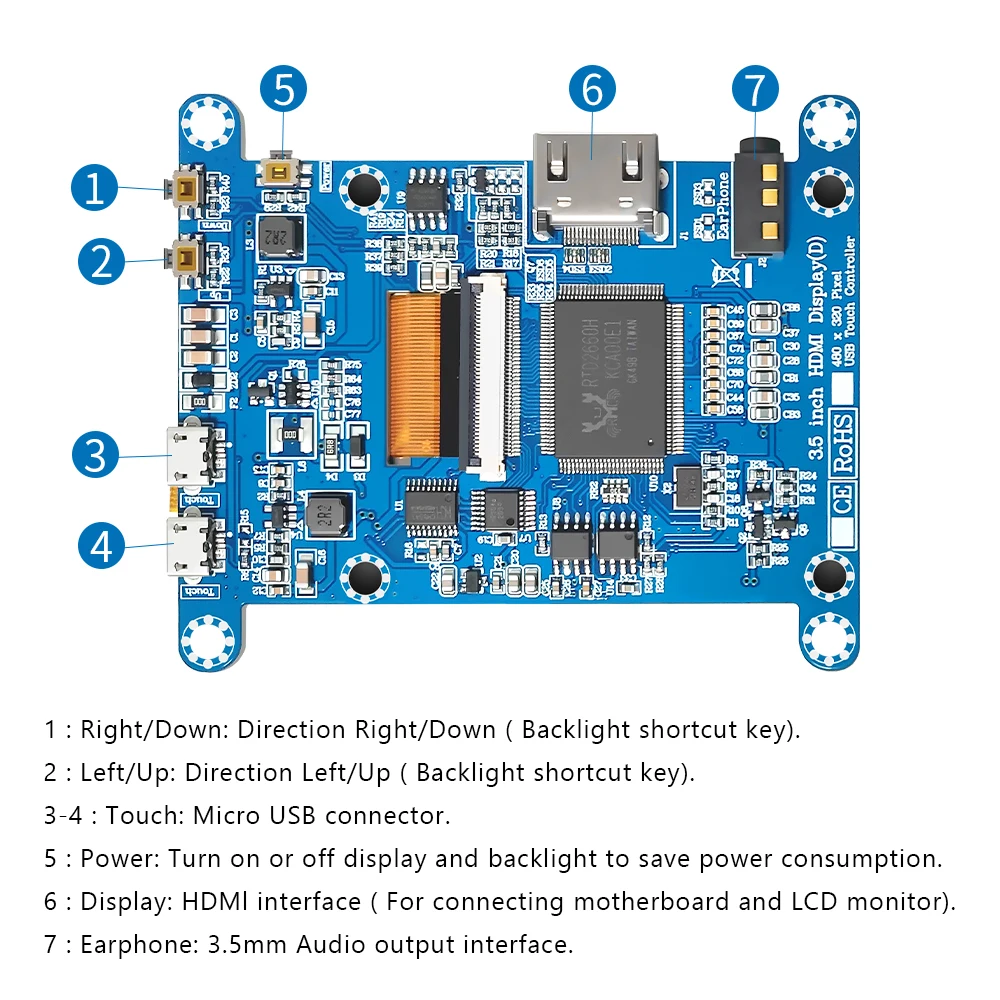 ЖК-Дисплей HDMI AIDA64 480x320 для Raspberry Pi 3 Pi4 ПК МОНИТОР 3D принтер orange pi 5 дюймов сенсорный