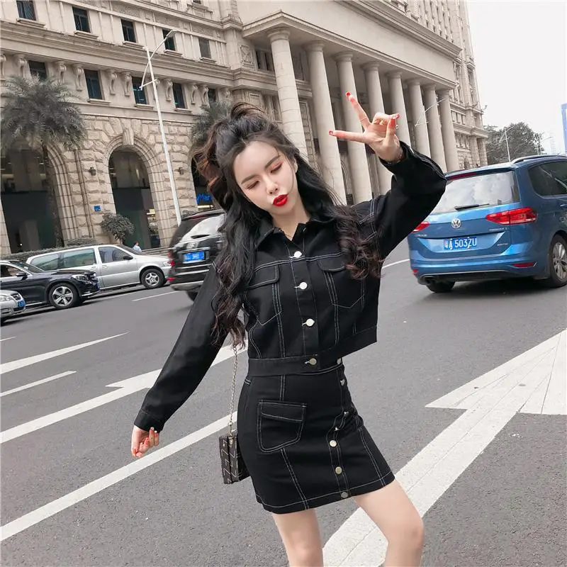 Новая мода элегантный дизайн однобортная короткая джинсовая куртка пальто с