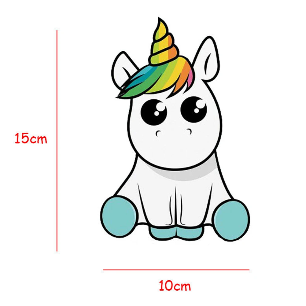 

1pc Cute Cartoon Color Unicorn Car Sticker 15CM*10CM Reflective Material Car Model Exterior Sticker Auto Supplies