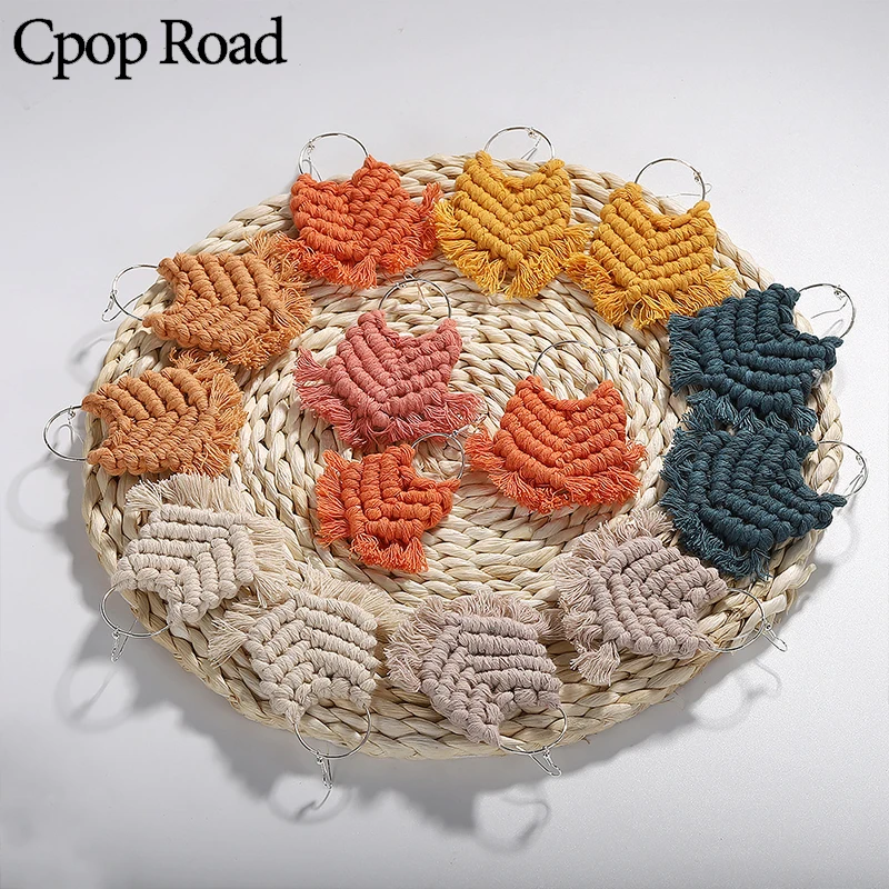 Винтажные серьги Макраме Cpop в стиле бохо этнические с бахромой и перьями для