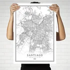 Креативная Карта города, черно-белая Настенная картина, постер, украшение для дома, Чили, абстрактные картины на холсте