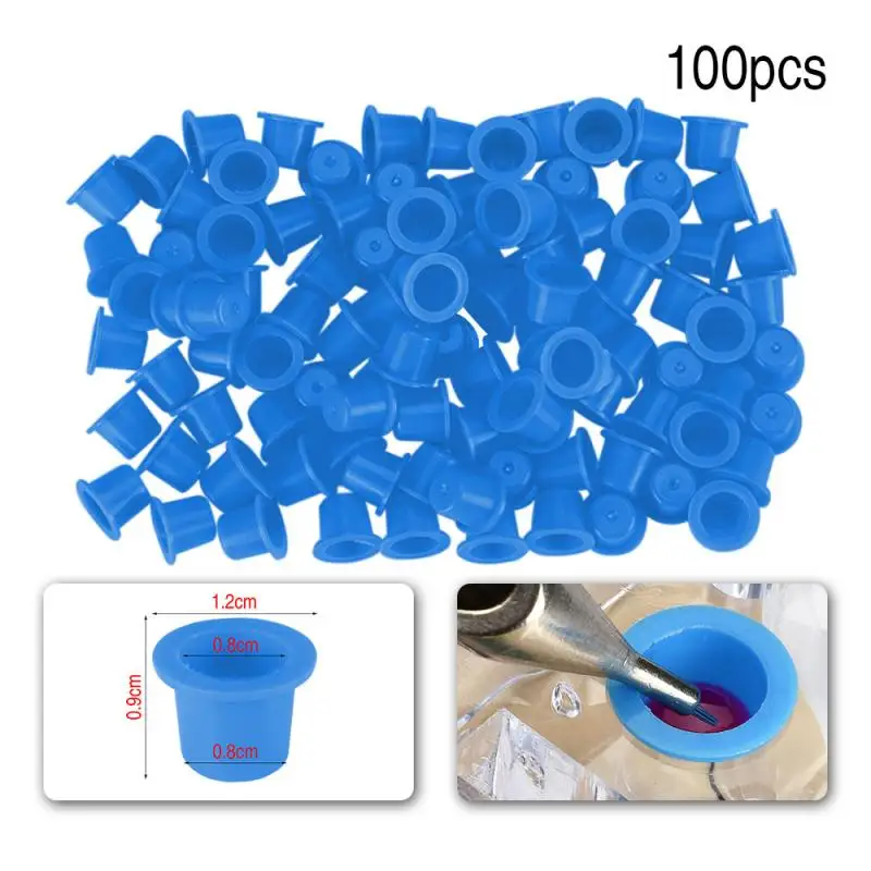 

100PC Disposable Microblading Tattoo Ink Cups Permanent Makeup Pigment Clear Holder Container Cap Tattoo Accessories TSLM1