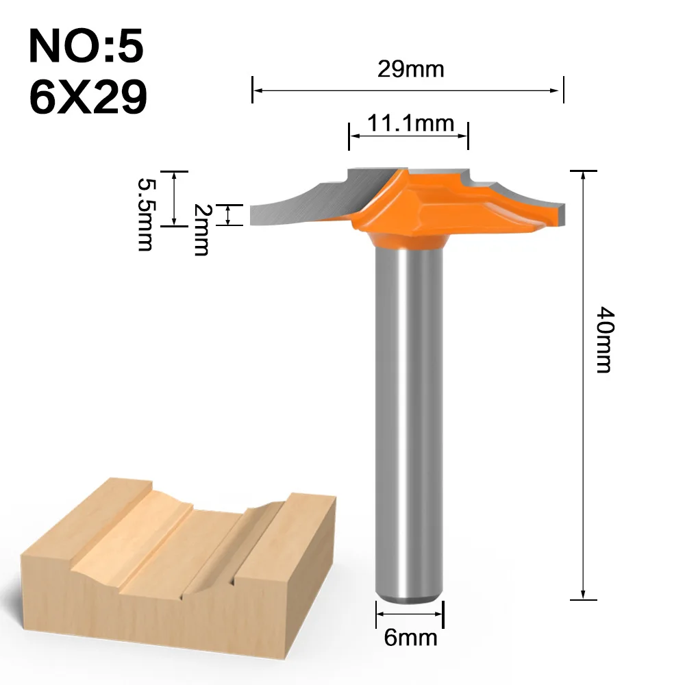 

5 Pieces 6mm Shank Door Frame Router Bits Set Lassical Door Cabinet Engraving Milling Cutters Kit