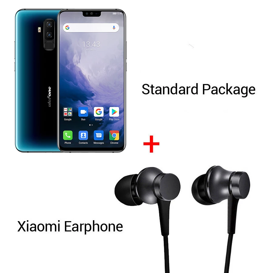 Blue N Earphone Ulefone T2 6,7 ''FHD+ Helio P70 6 ГБ 128 ГБ смартфон двойной 4G отпечаток пальца Лицо ID NFC Android 9,0 мобильный телефон 4200 мАч - Цвет: Blue N Earphone