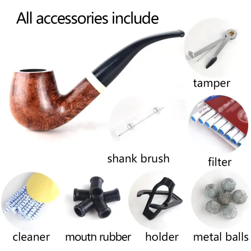 Деревянные трубки для курения Briar трубы Гладкие дым табачный фильтр сигарет