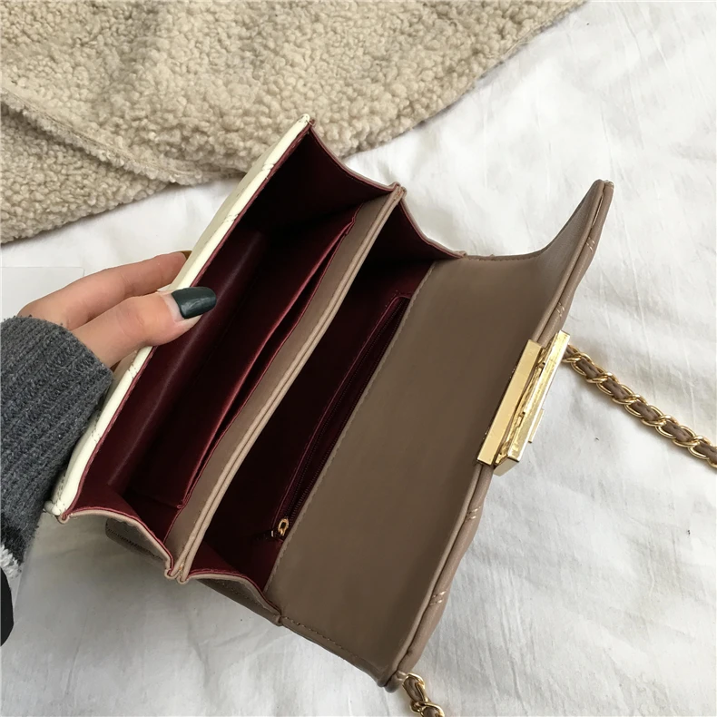 Burminsa Elegant Quilted Chain Crossbody Bags For Women Unique Design Lock High Quality Soft PU Female Shoulder Bags Autumn