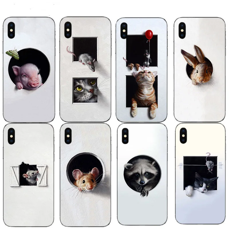 

Funny Cute Animal Unique Art pattern Shell Soft Phone Case For Iphone 11 Pro XS Max 6 6S Plus Shell 7 8 X XR 12 Mini SE 2020 5S