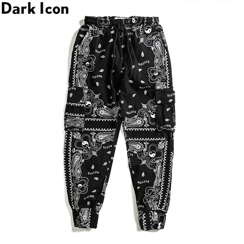 

Бандана Dark Icon, штаны для бега, мужские, женские, мужские, с эластичной талией и боковыми карманами