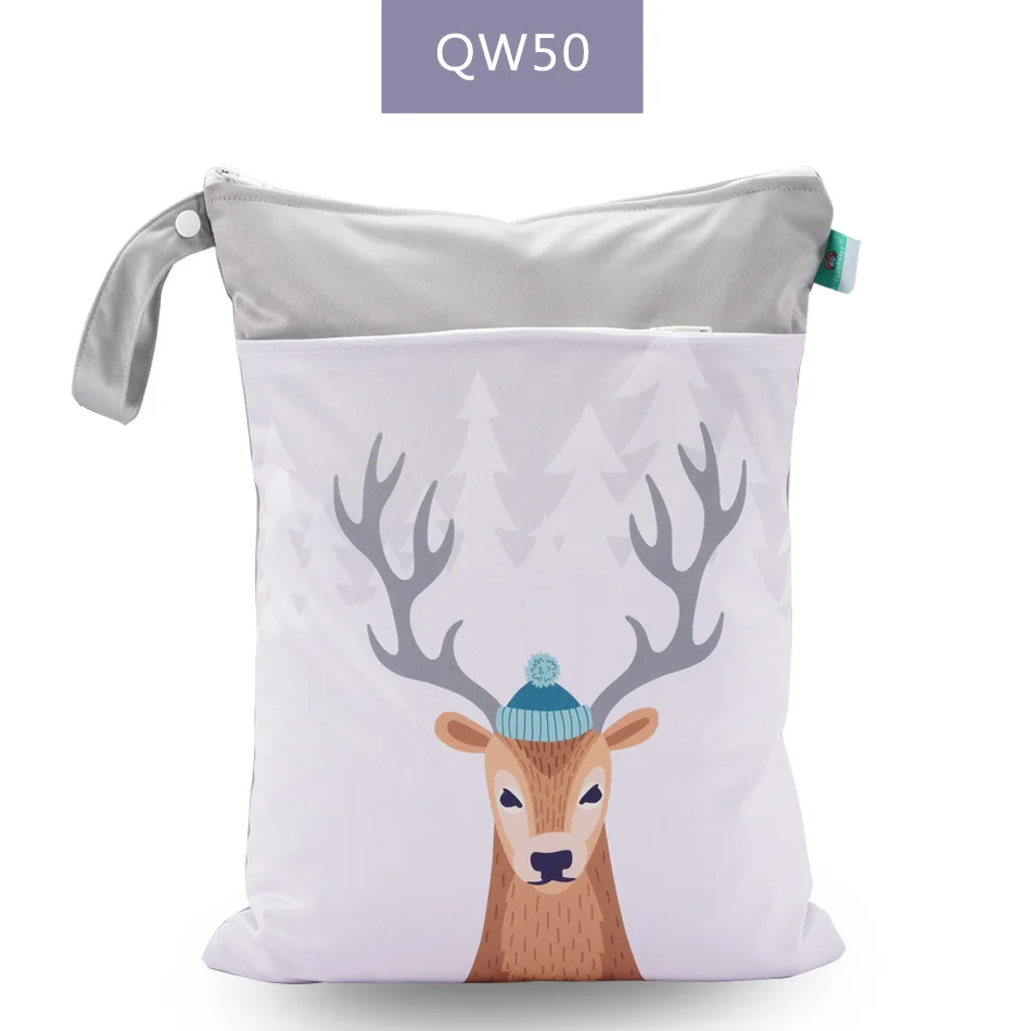 QW50-Diaper Bag Elinfant цифровая сумка для влажных подгузников с принтом, тканевые сумки для детских подгузников 30*40 см, дорожная сумка с двойным карманом - Цвет: QW50-Diaper Bag