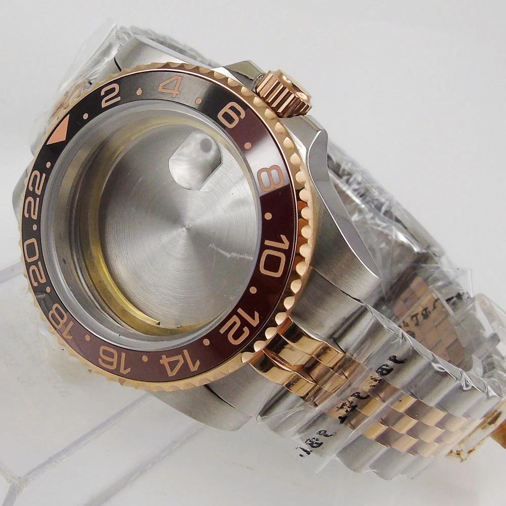 40mm Watch Cases Fit for NH35 NH36 NH36A Sapphire Crystal Watch Bracelet Deployment Clasp Screw Crown Bezel Insert