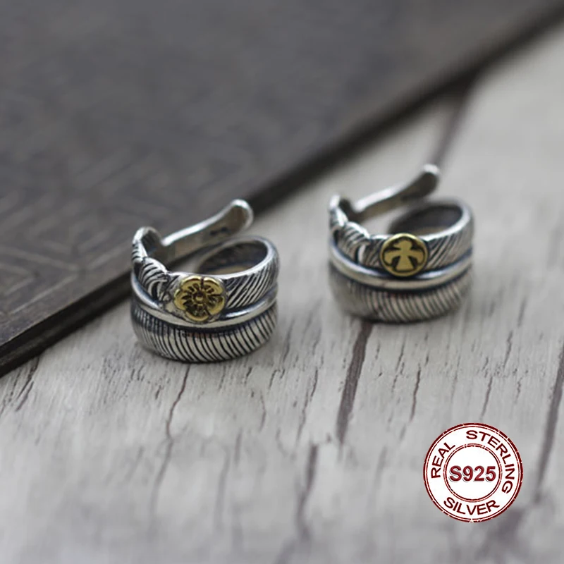 

S925 Sterling Silver Ring in Popular classic style Feather series trendy jewelry Brass birds Send a gift to love
