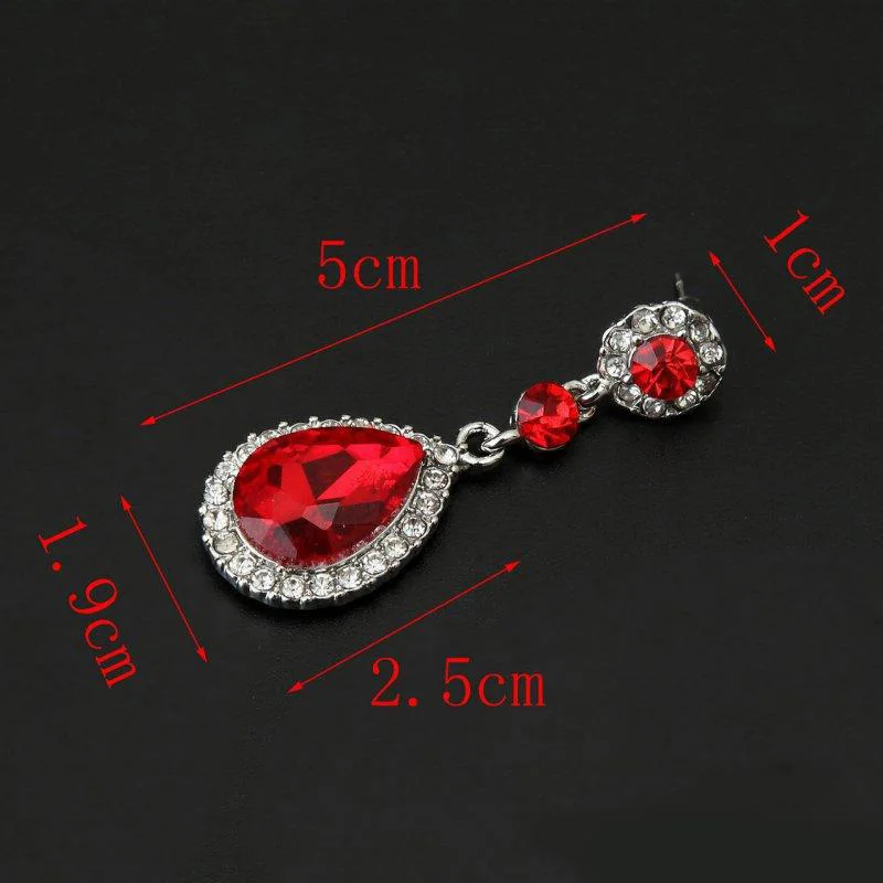 

Shining Fashion Crystals Earrings Silver Rhinestones Long Drop Earring For Women Bridal Jewelry 5 Colors Wedding Gift For Friend